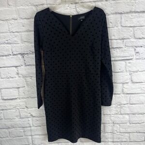 The Limited Whimsigoth Retro Flocked Polka Dot Black Lined Midi Dress Size 6